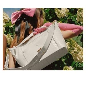 Cole Haan x Rodarte NWT white stud detail bag croc look embossed